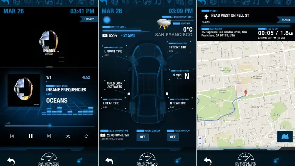 Automotive Grade Linux Demo Screens